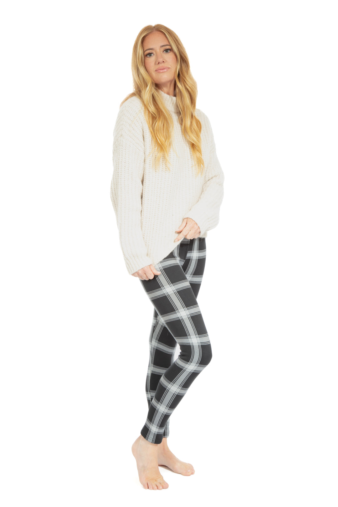 B&W Checkered - Leggings doublés confortables