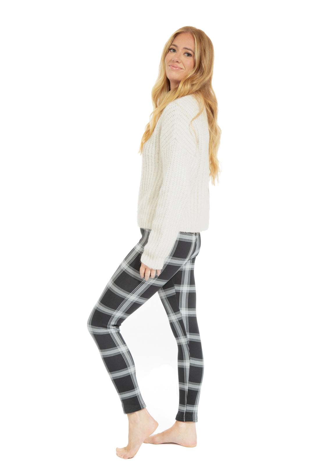 B&W Checkered - Leggings doublés confortables