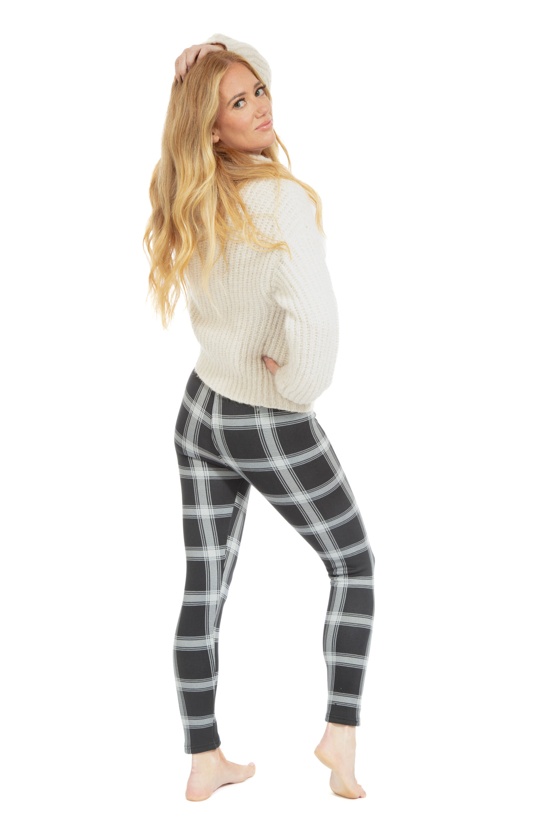 B&W Checkered - Leggings doublés confortables