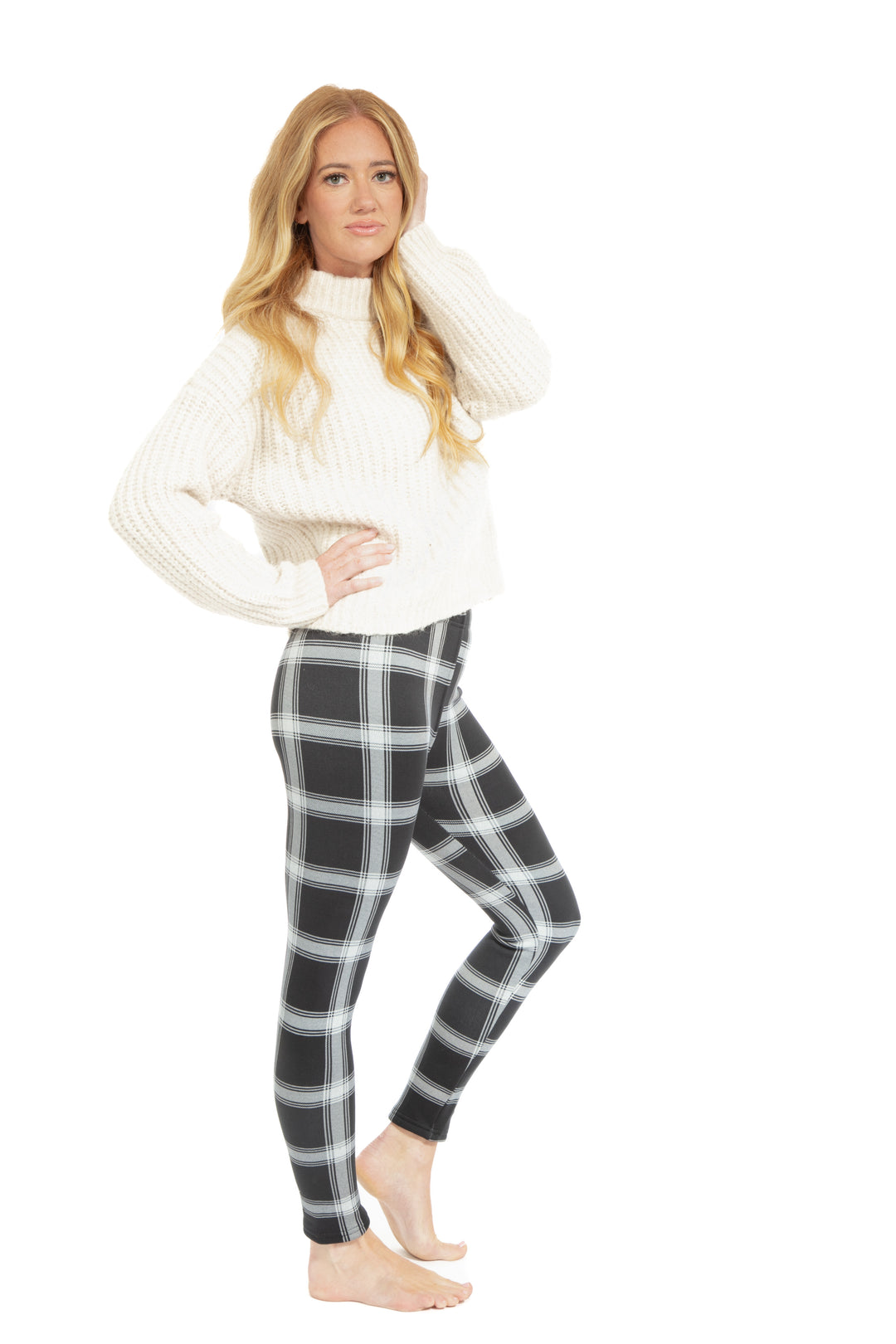 B&W Checkered - Leggings doublés confortables
