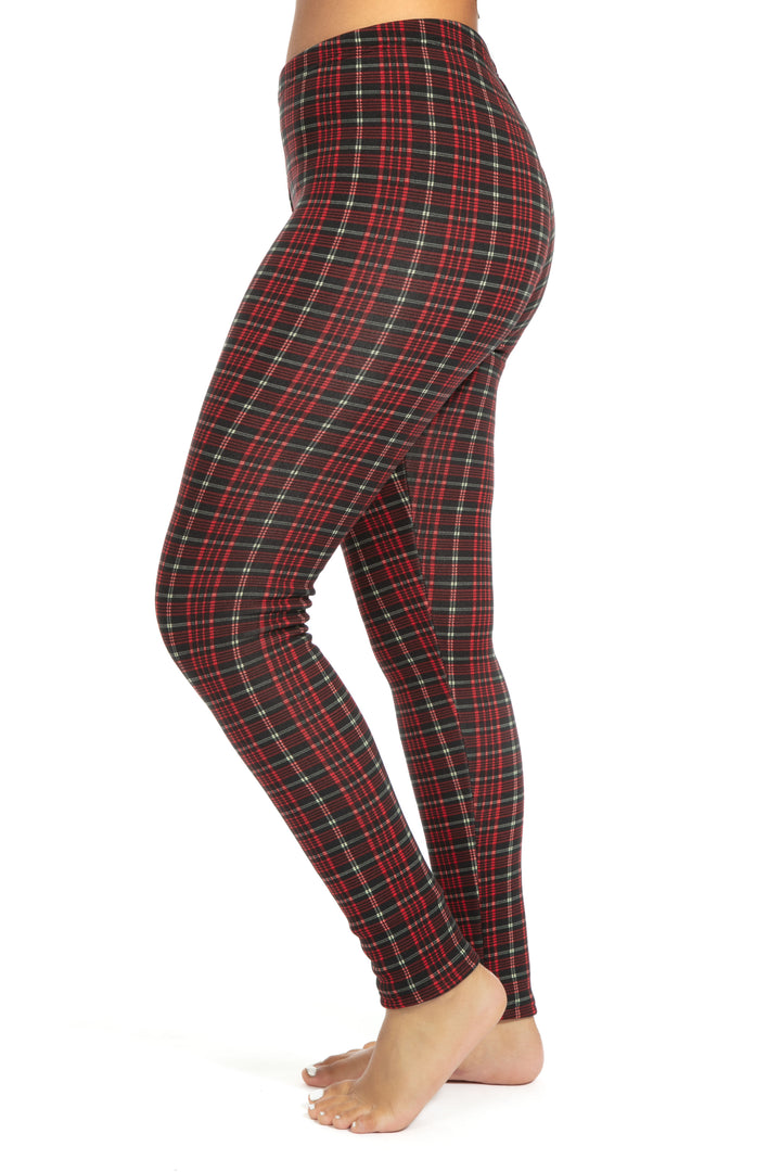 Plaid rougeâtre - Leggings doublés confortables