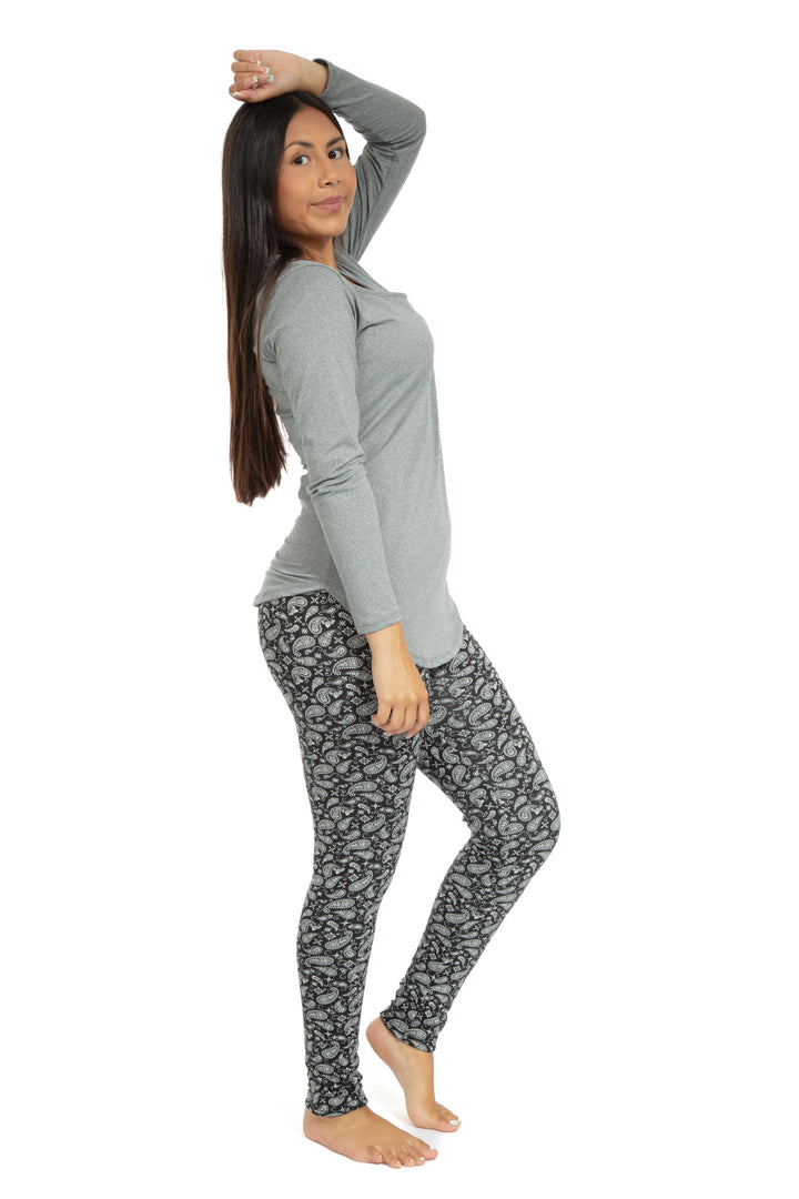 B&W Paisley - Leggings doublés confortables
