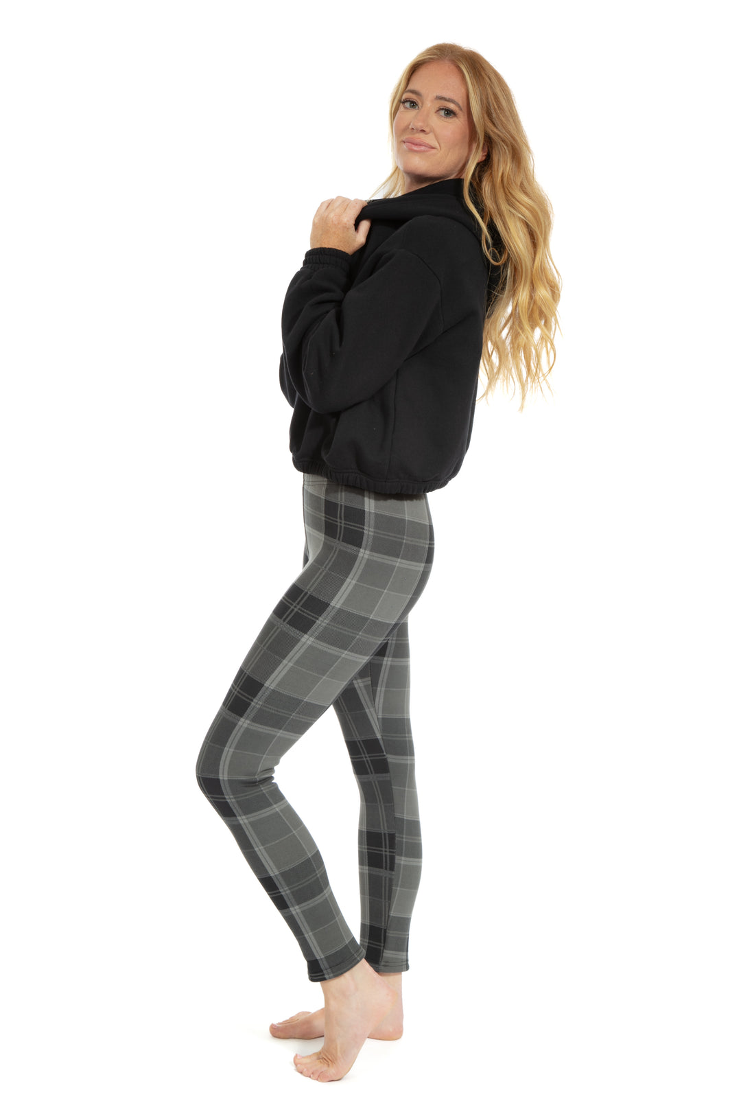Plaid grisâtre - Leggings doublés confortables