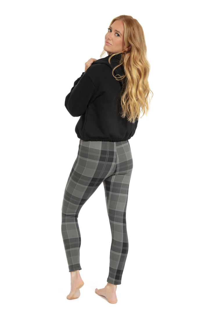 Plaid grisâtre - Leggings doublés confortables