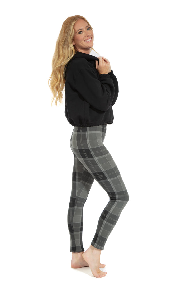 Plaid grisâtre - Leggings doublés confortables