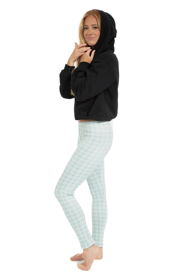 Aqua Plaid - Leggings doublés confortables