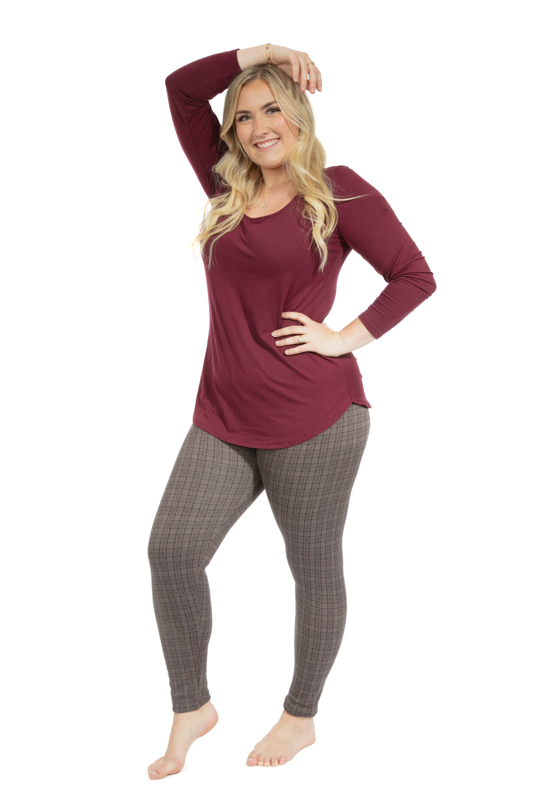 Brown Chekers - Cozy Lined Leggings