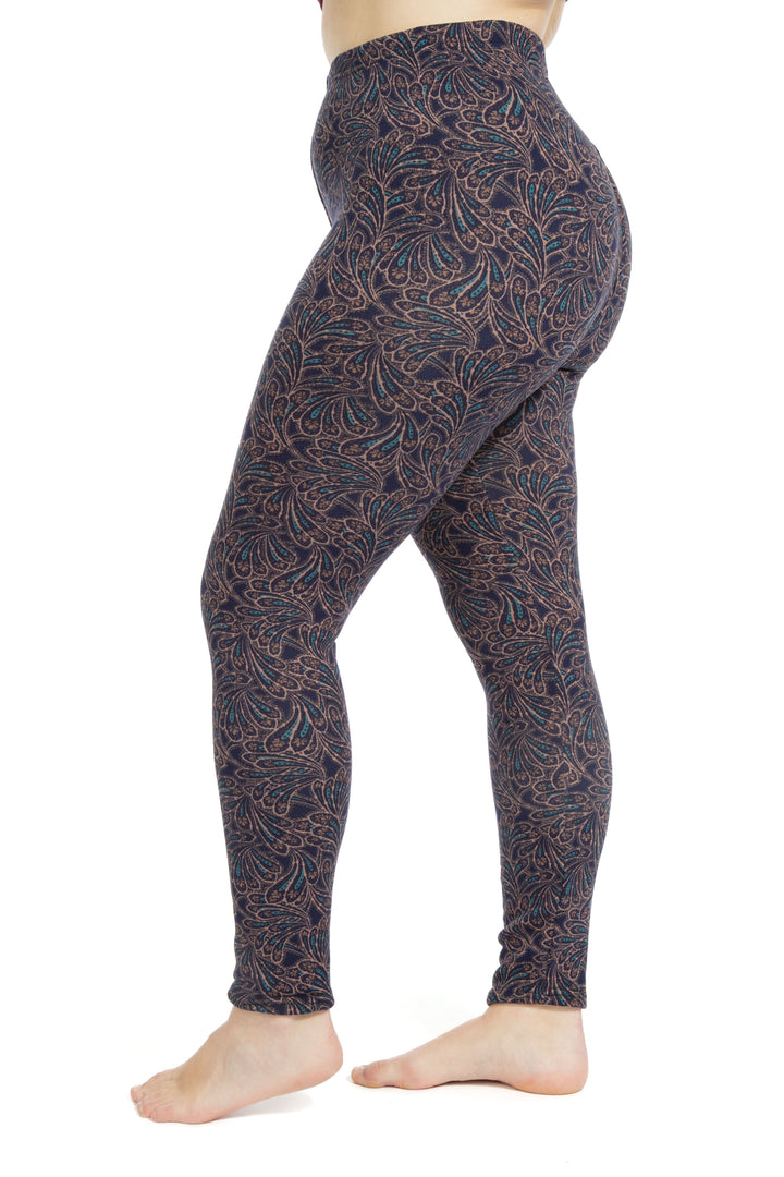 Leaf Print - Cozy Lined Leggings