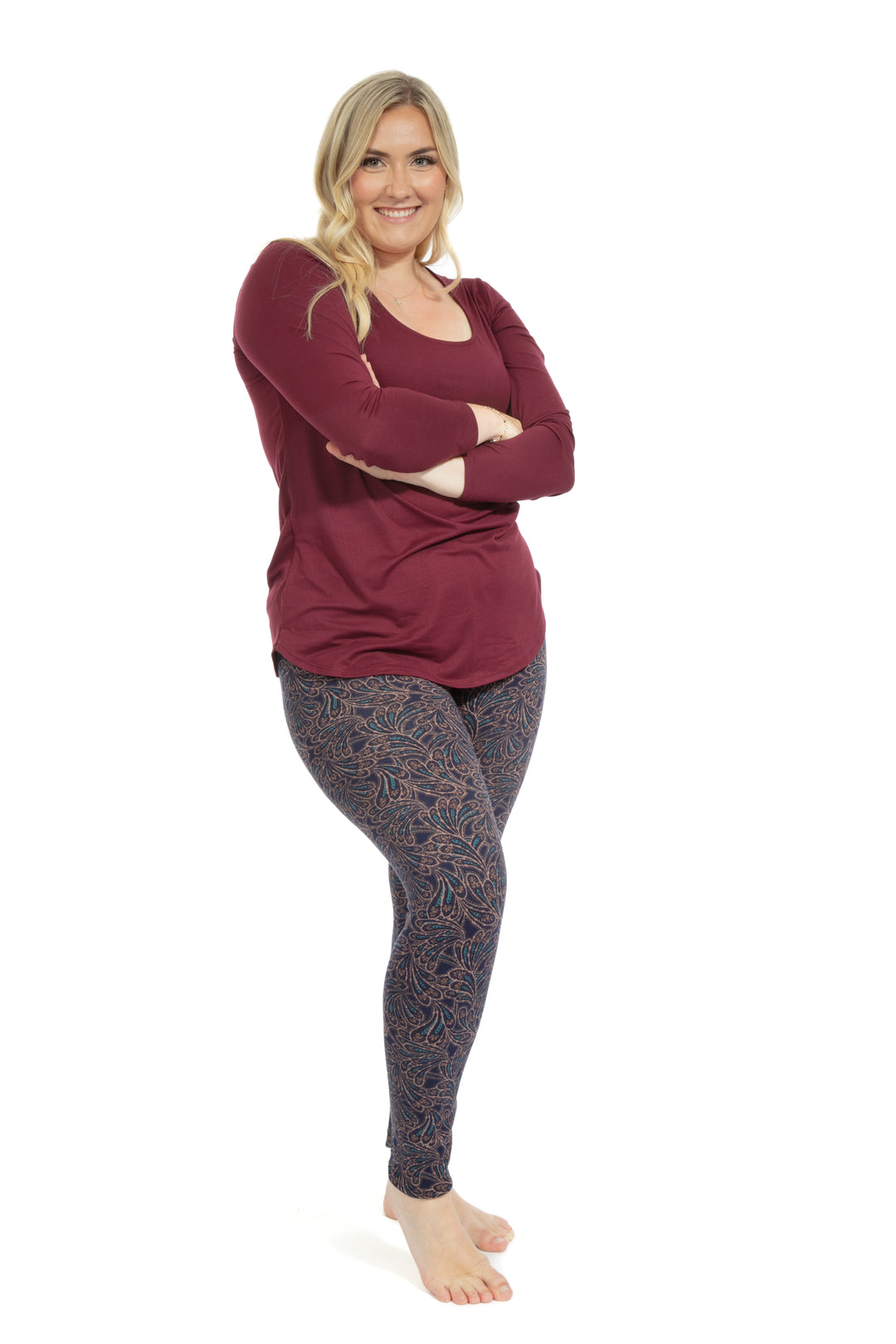 Leaf Print - Cozy Lined Leggings