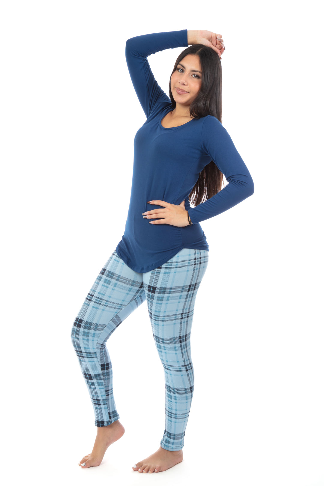Blue Squares - Cozy Lined Leggings