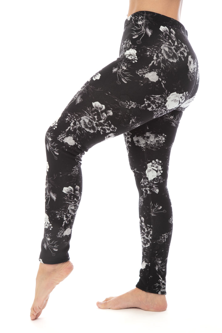 White Roses - Cozy Lined Leggings