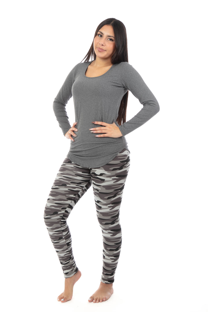 Grayish Camouflage - Cozy Lined Leggings