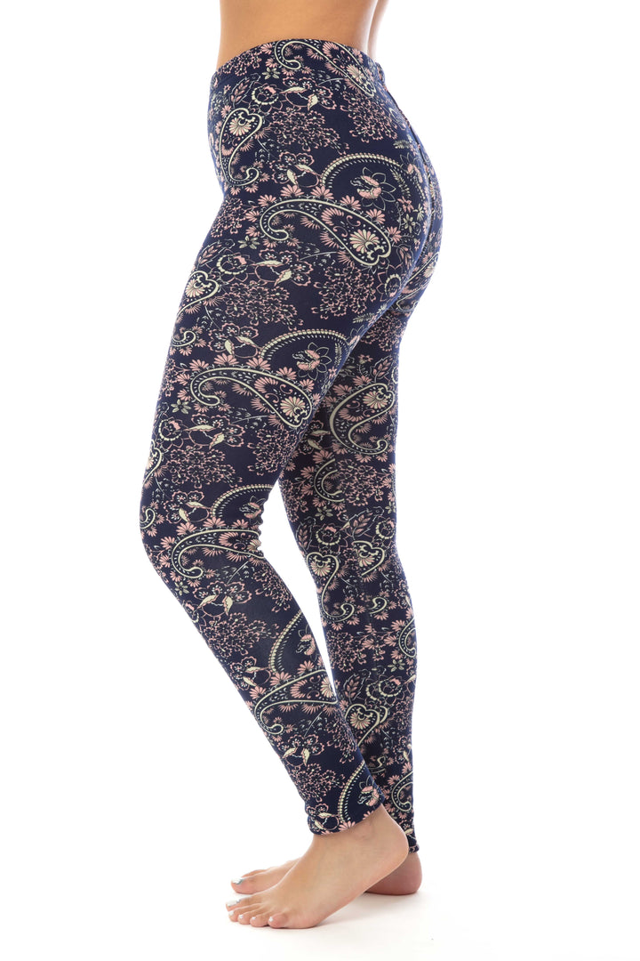 Peach Paisley - Cozy Lined Leggings