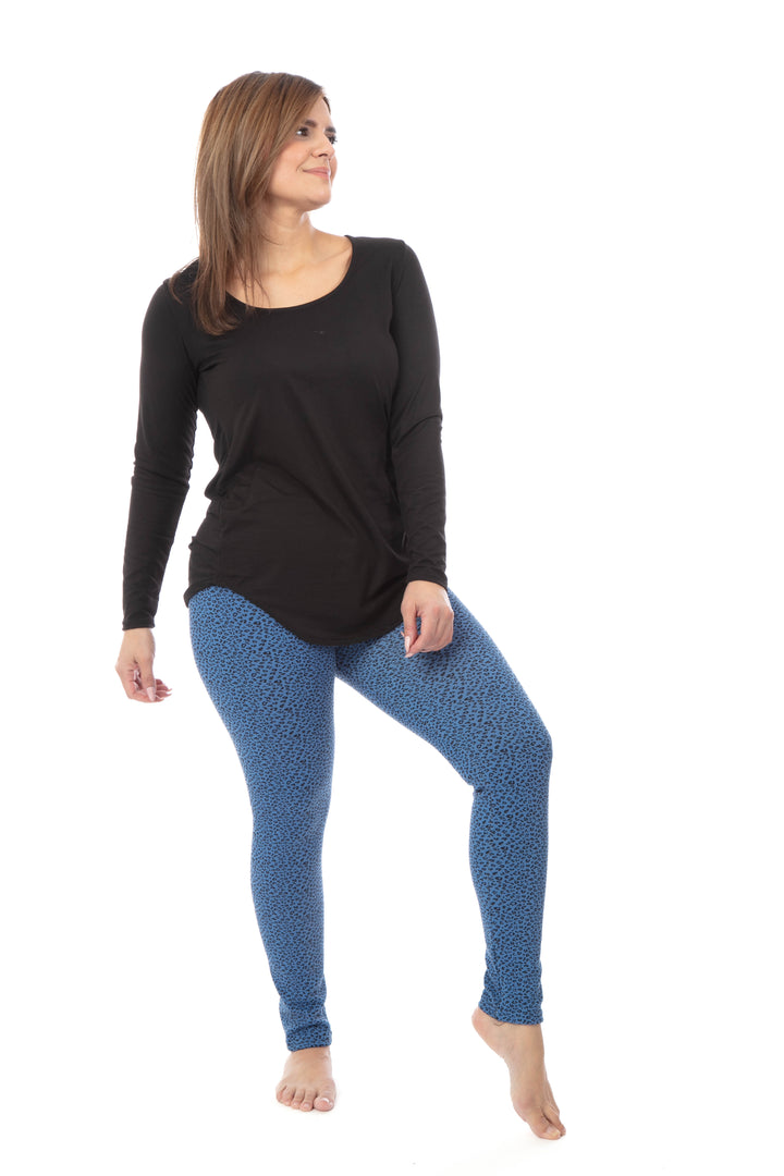 Léopard bleu jade - Leggings doublés confortables