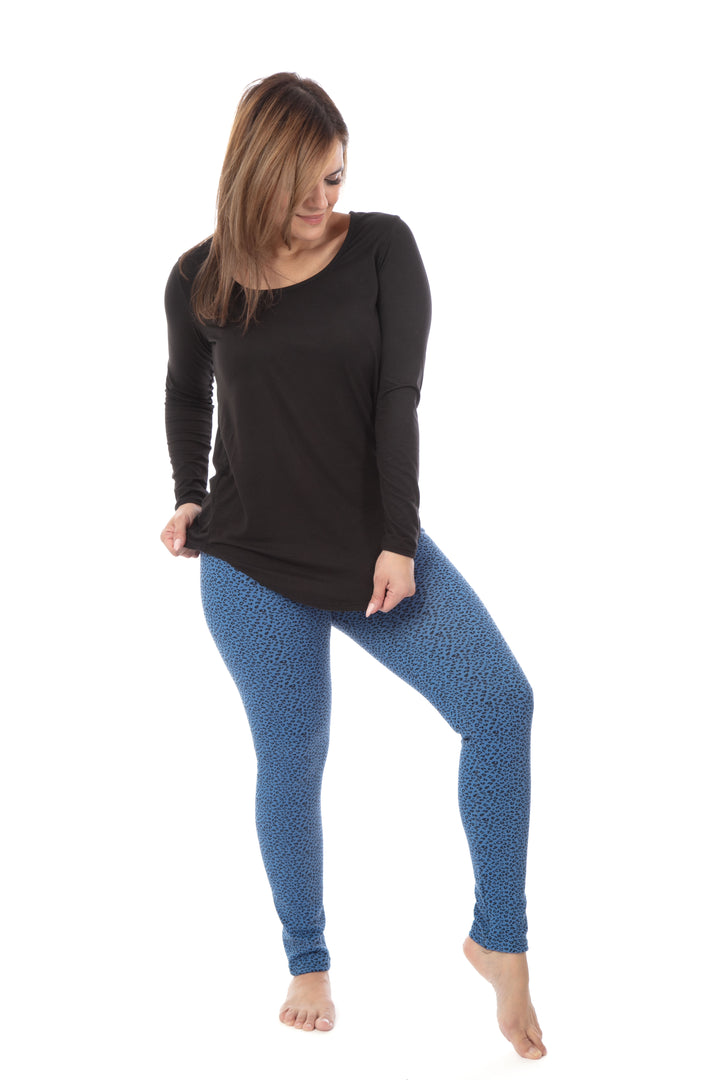 Léopard bleu jade - Leggings doublés confortables