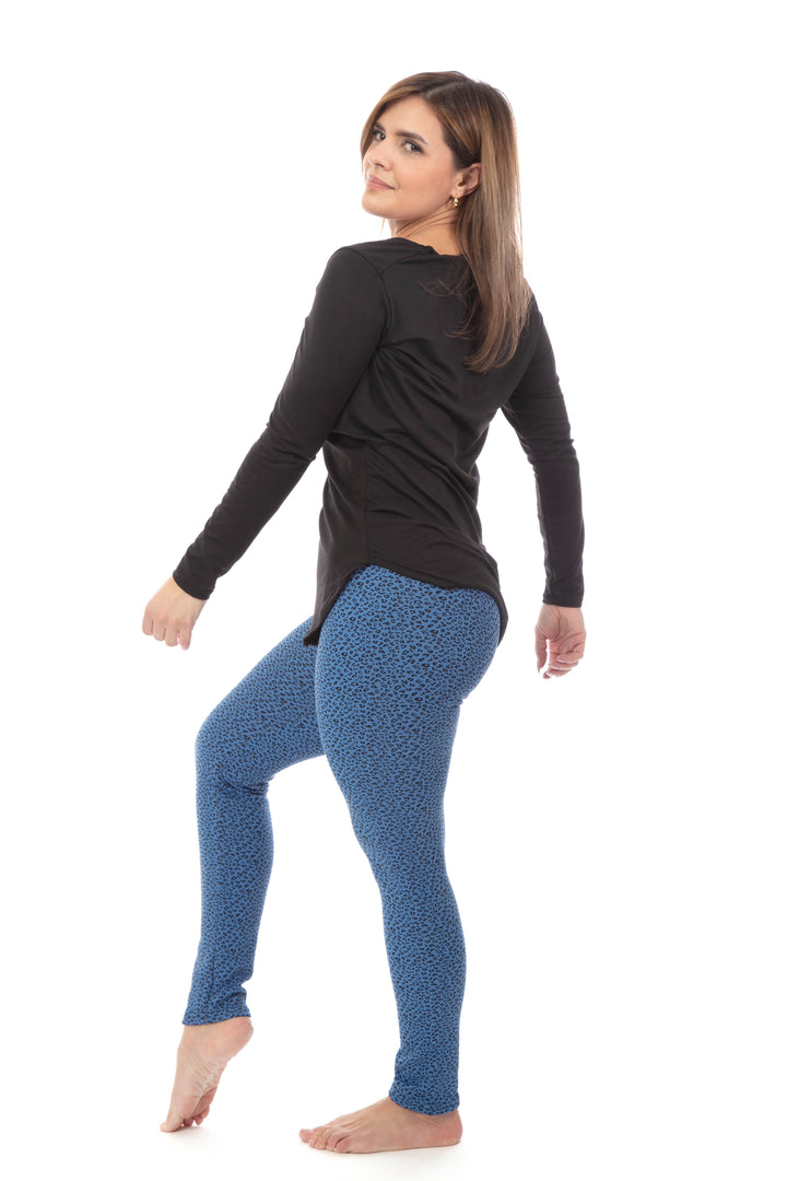 Léopard bleu jade - Leggings doublés confortables