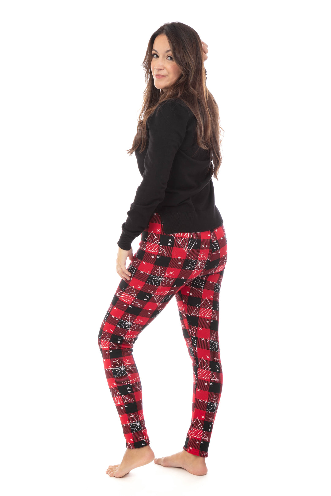 Xmas Tree Plaid - Cozy Lined Leggings