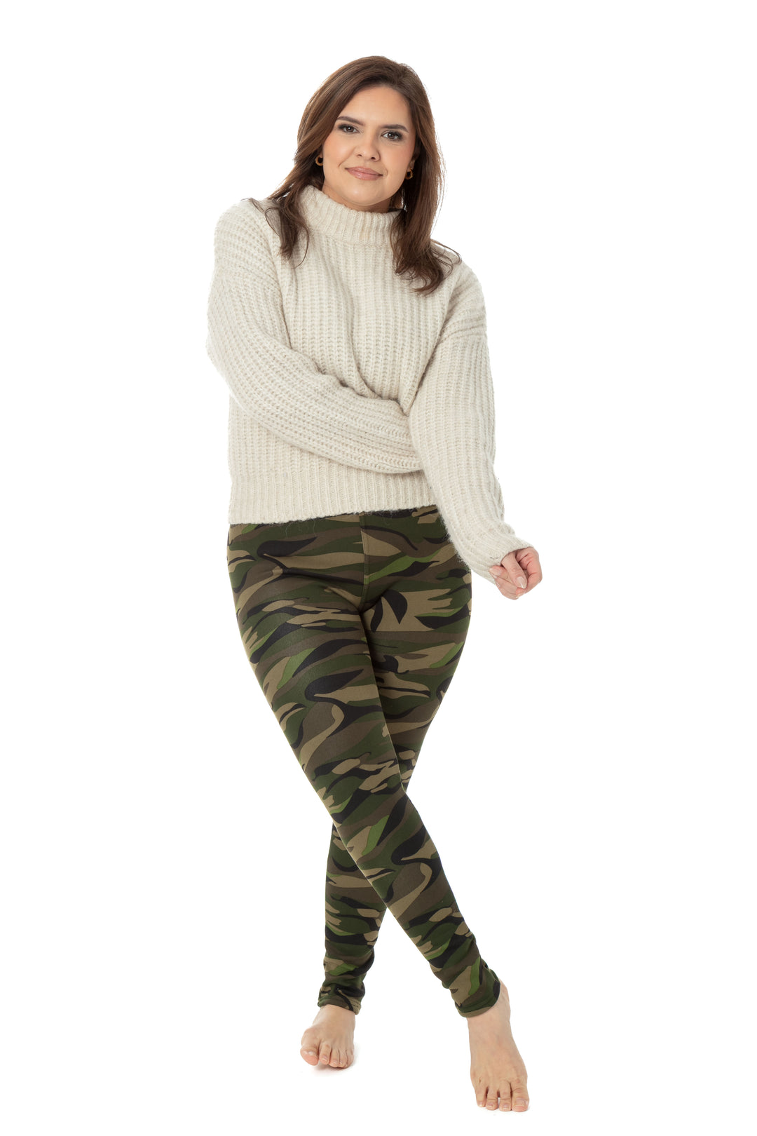 Green Camouflage - Cozy Lined Leggings