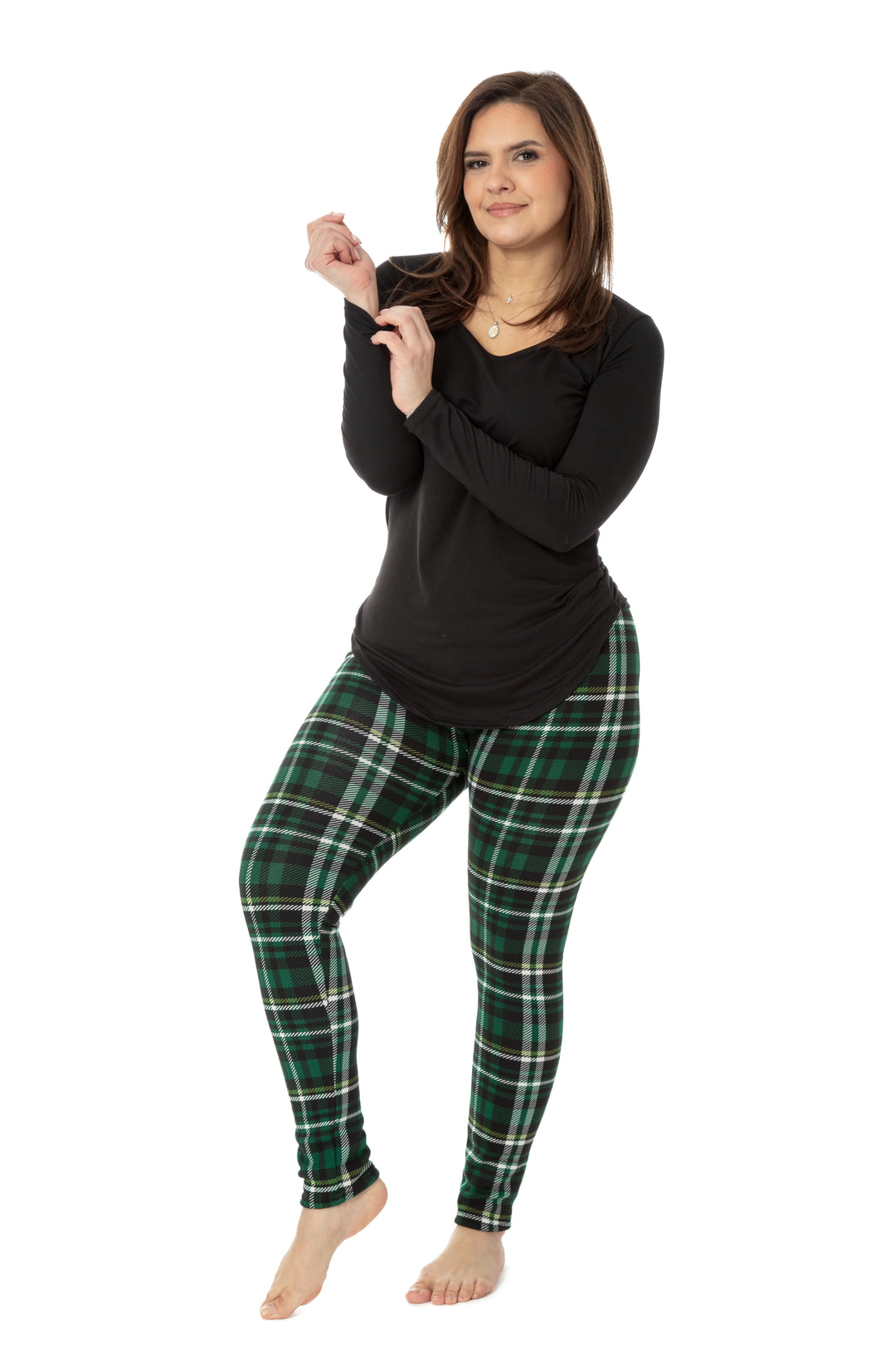 Tartan vert - Leggings doublés confortables