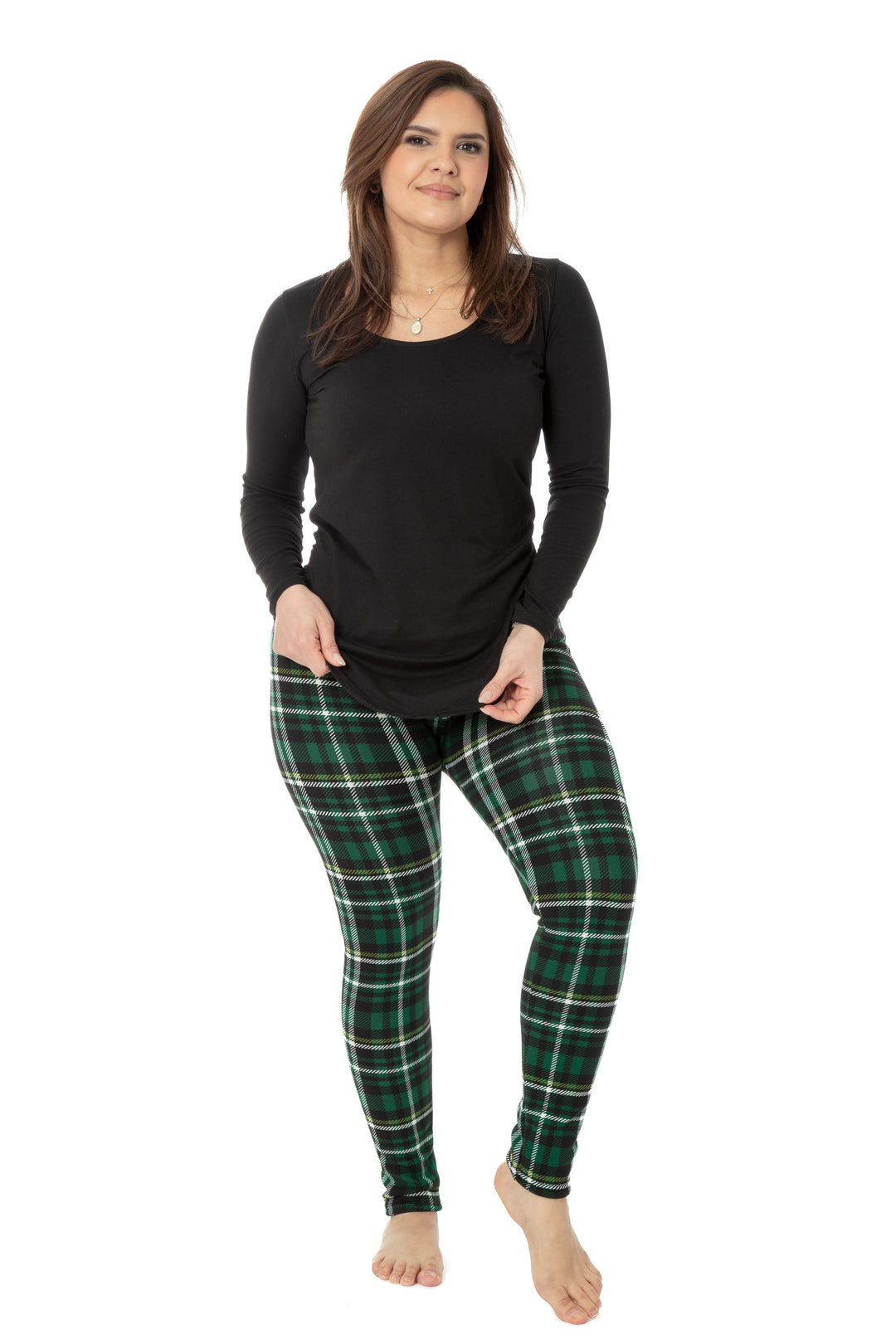 Tartan vert - Leggings doublés confortables