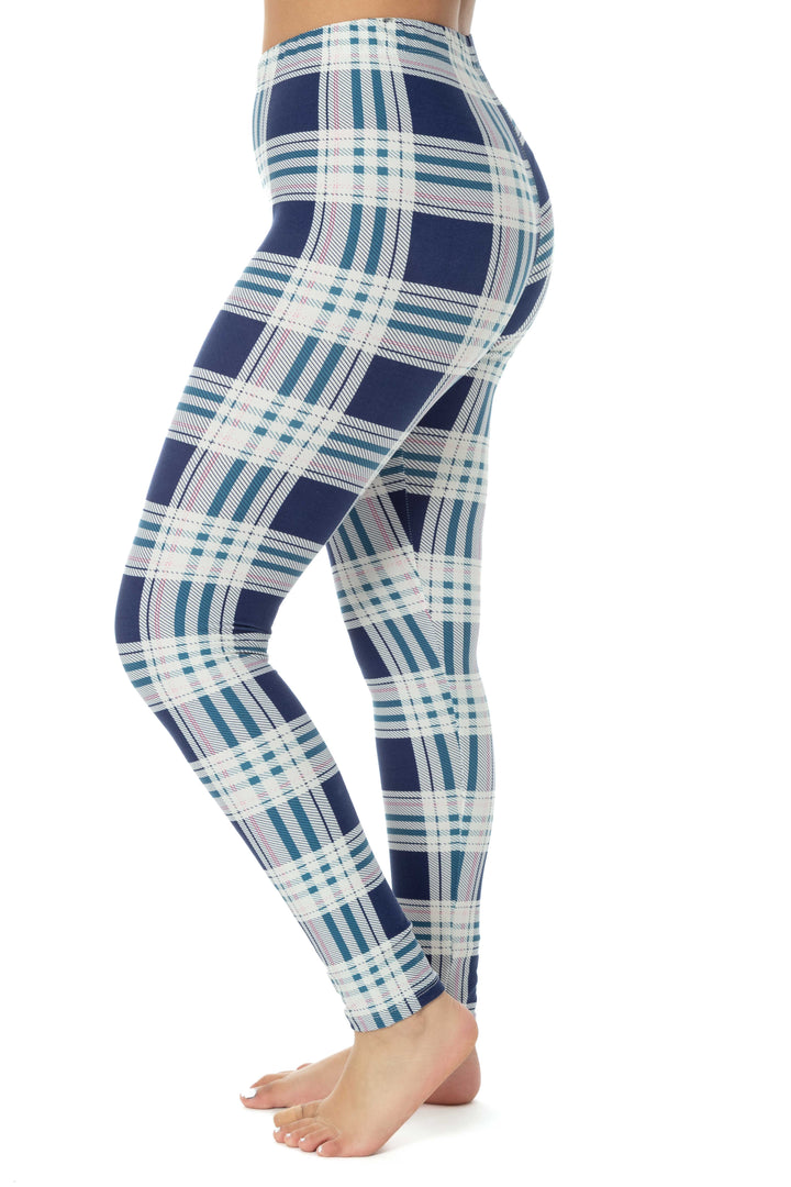 Plaid bleu et rose - Leggings toutes saisons