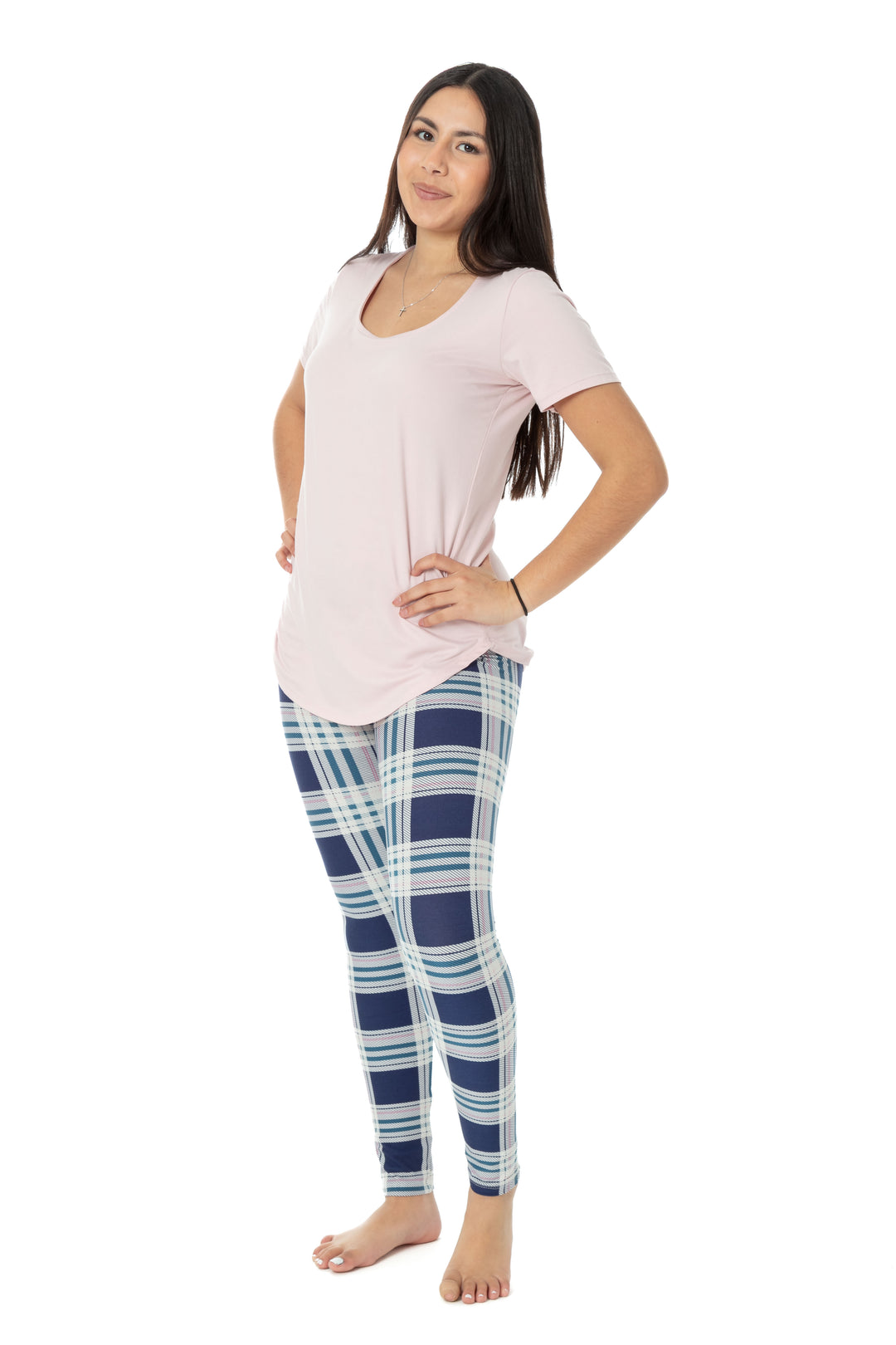 Plaid bleu et rose - Leggings toutes saisons