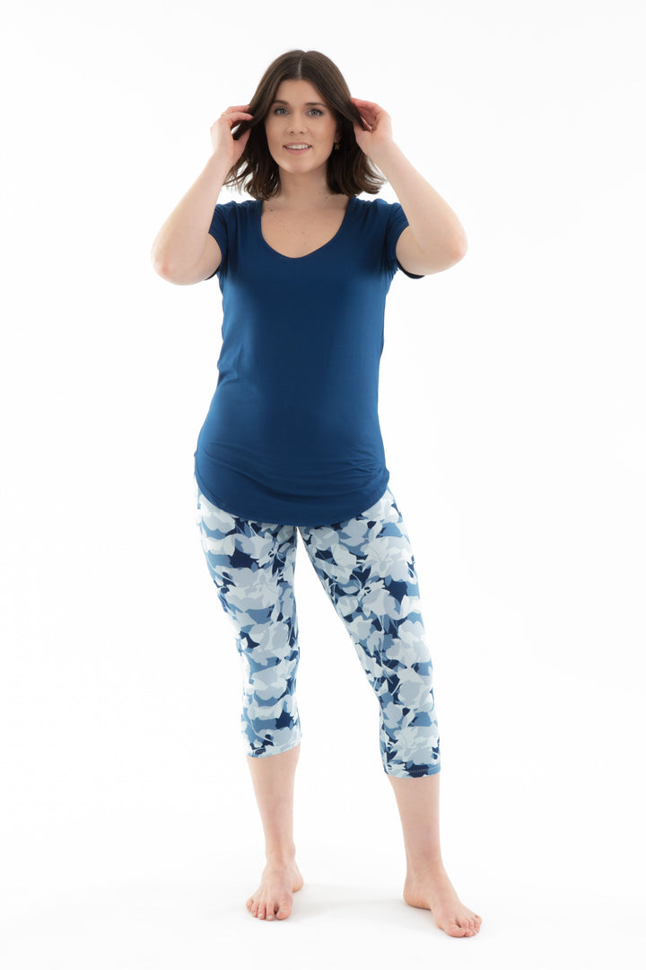 Blue Floral - Capris