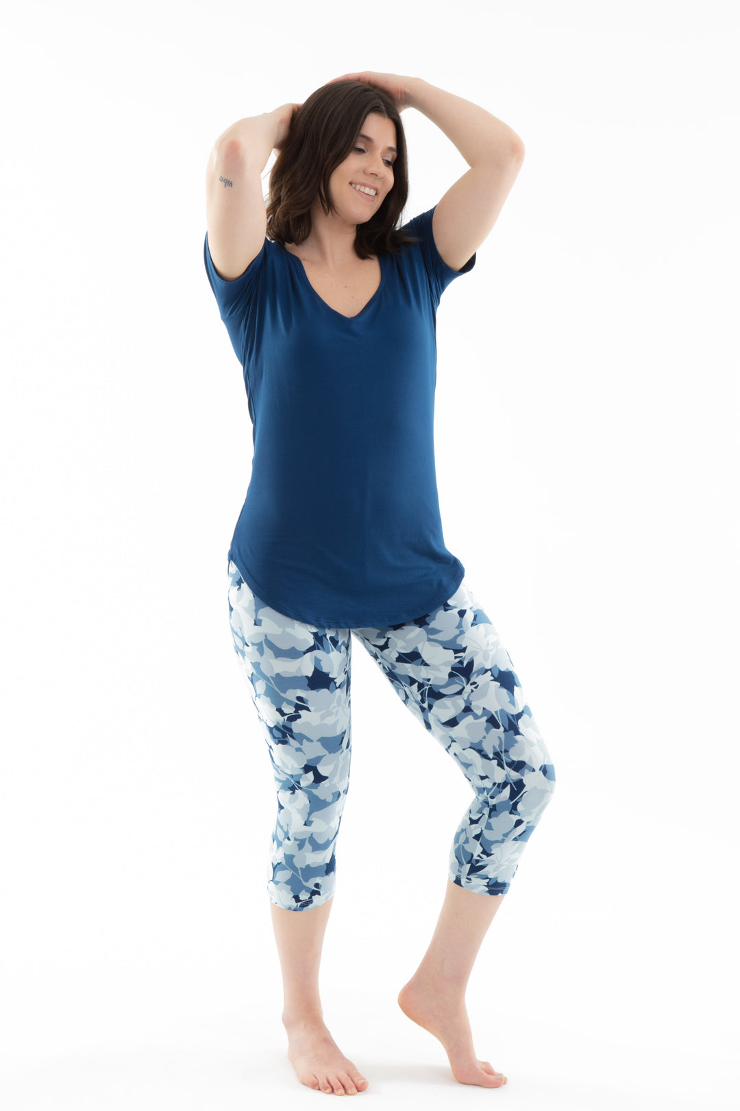 Blue Floral - Capris