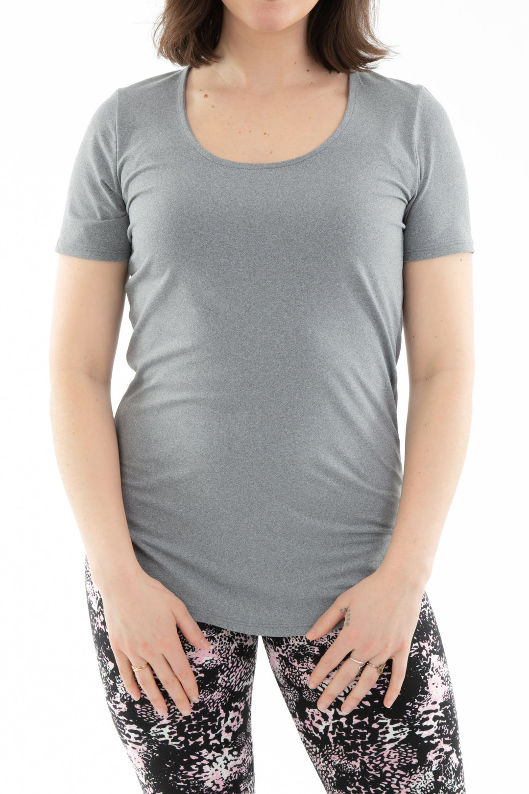 Light Gray - Short Sleeve Tunic Top