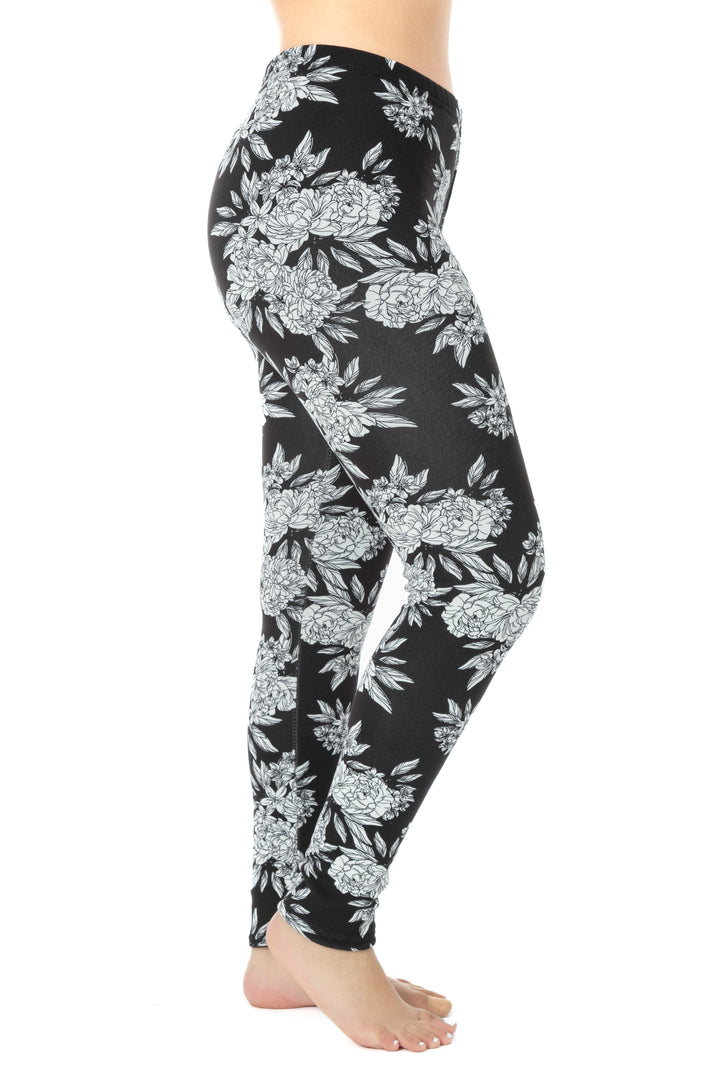 Black Floral - Cozy Lined Leggings