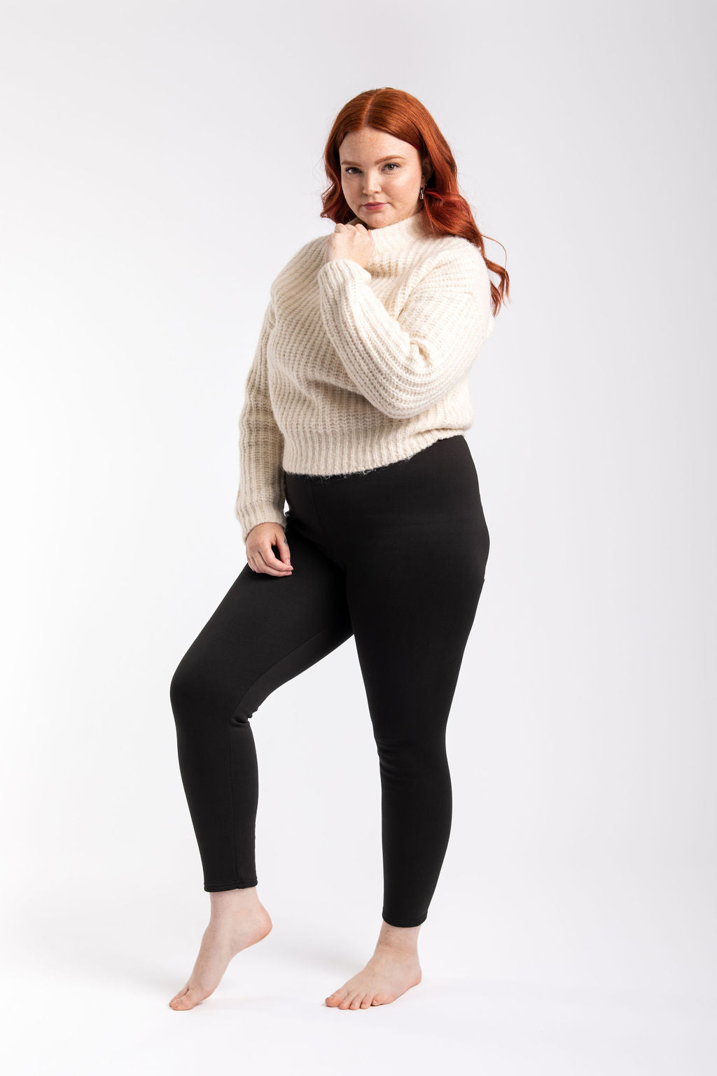 Black Thick Leggings Stretchy Fabric Not See Through Warm and Comfy