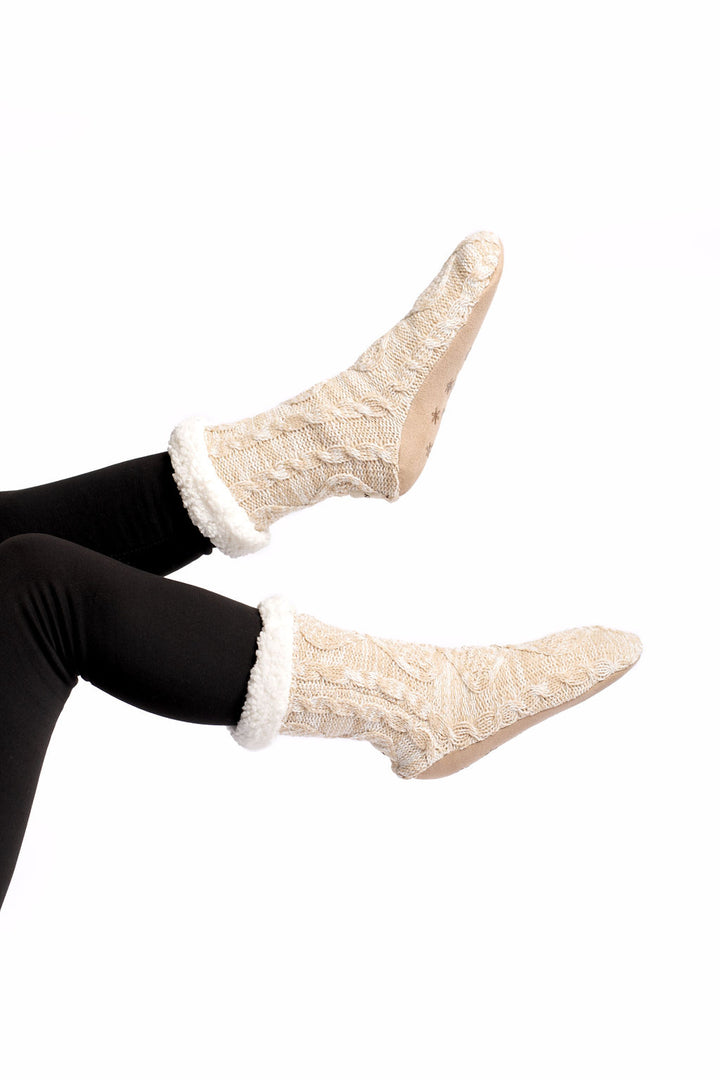 Beige - chaussettes de pantoufles confortables