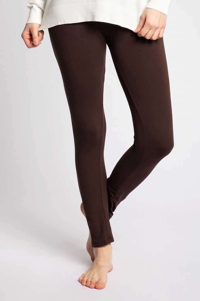 Monroe and Main Brown Comfy Cozy Fleece Lined Leggings One Size