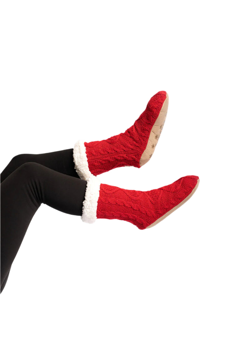 Red - Cozy Slipper Socks