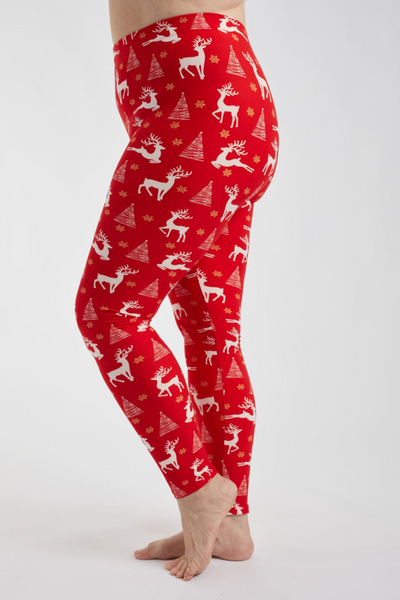Womens Santa Tummy Control Leggings Cute Christmas Running Tights