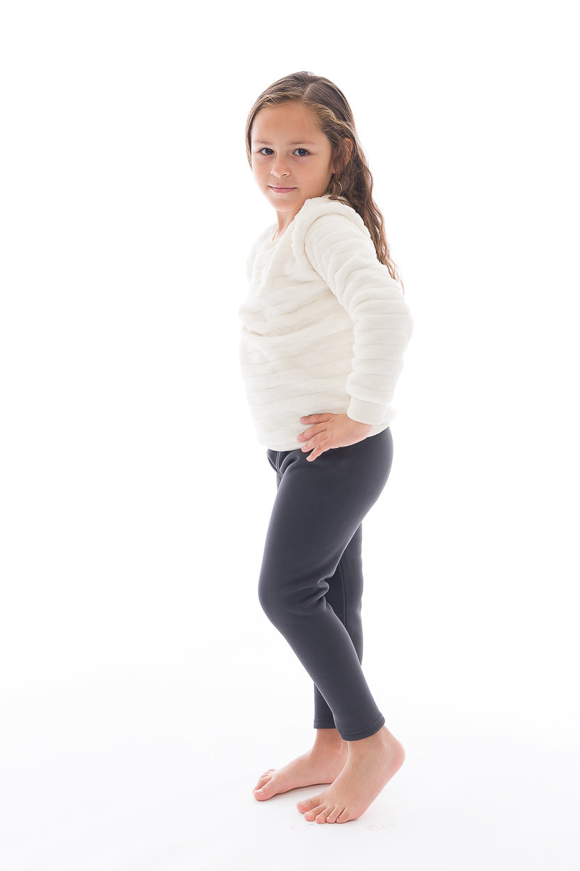 Charcoal Kid's - Cozy Lined Leggings