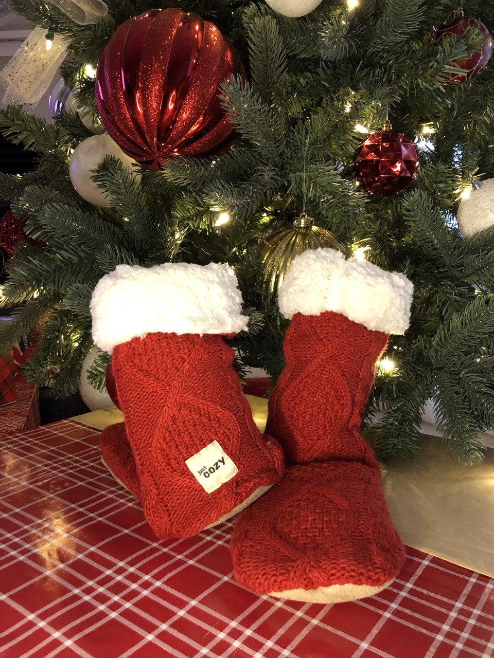 Red - Cozy Slipper Socks